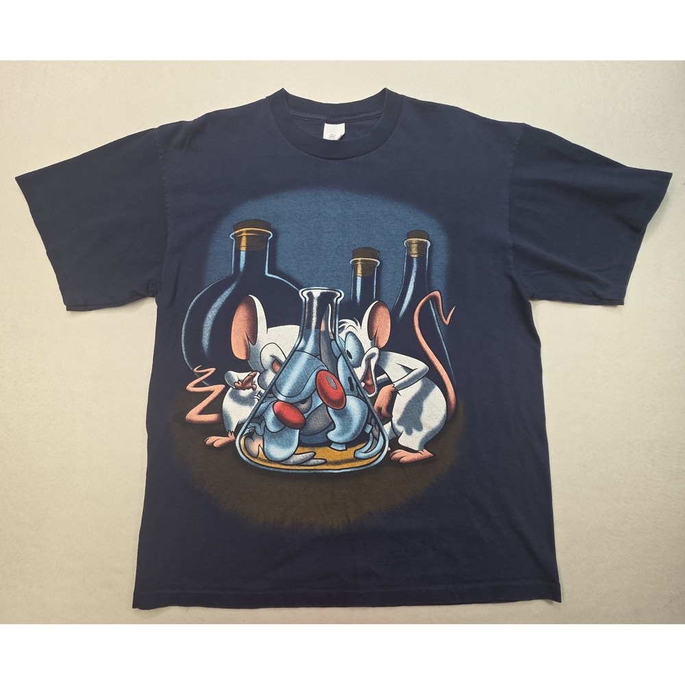 Vintage 1995 Pinky and The Brain T SHIRT XL Animaniacs USA MADE‎ Double Sided